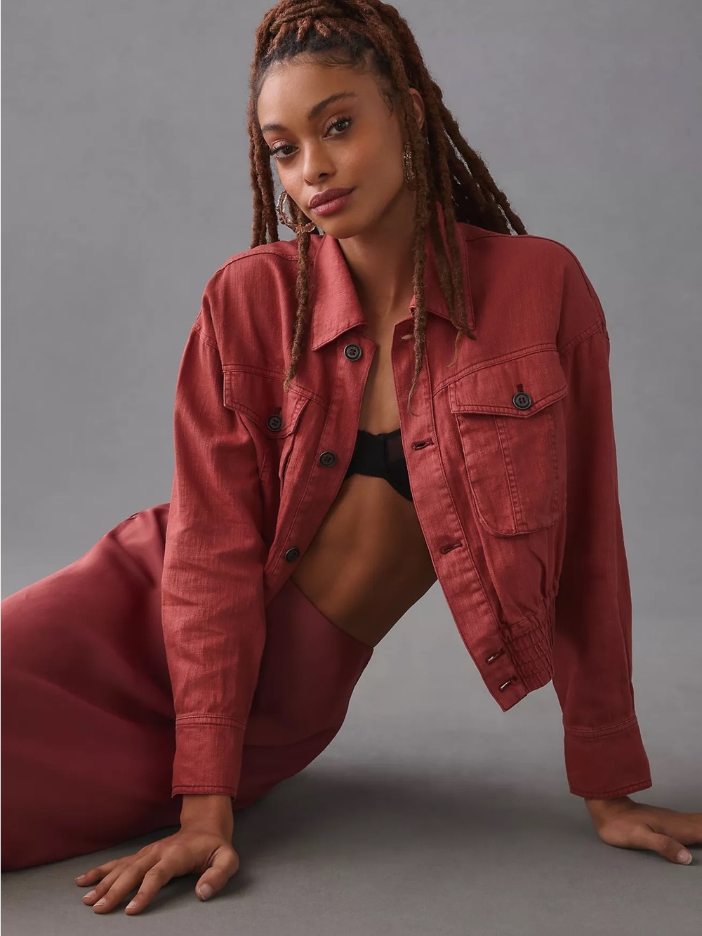 234. Anthropologie Pilcro Linen Trucker Bomber Jacket